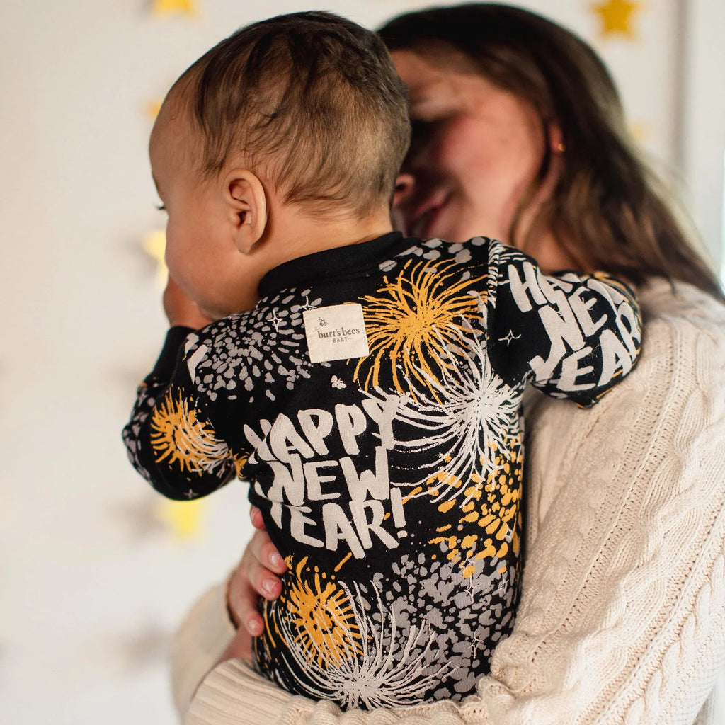 Burt's Bees Organic Baby One-Piece Sleeper Happy New Year