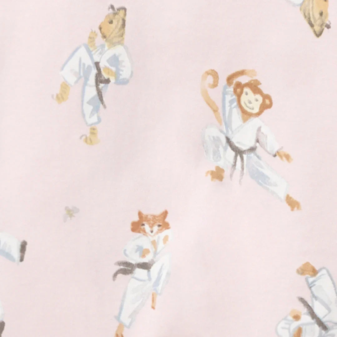 Burt's Bees Organic Baby One-Piece Sleeper Karate Creatures Pink