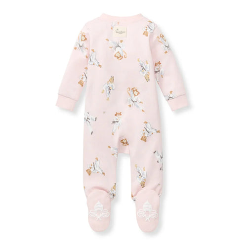 Burt's Bees Organic Baby One-Piece Sleeper Karate Creatures Pink