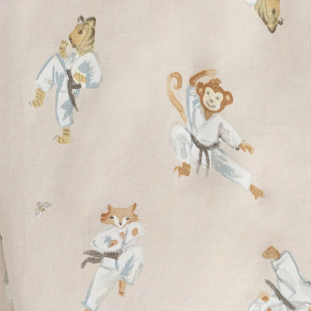 Burt's Bees Organic Baby One-Piece Sleeper Karate Creatures Beige