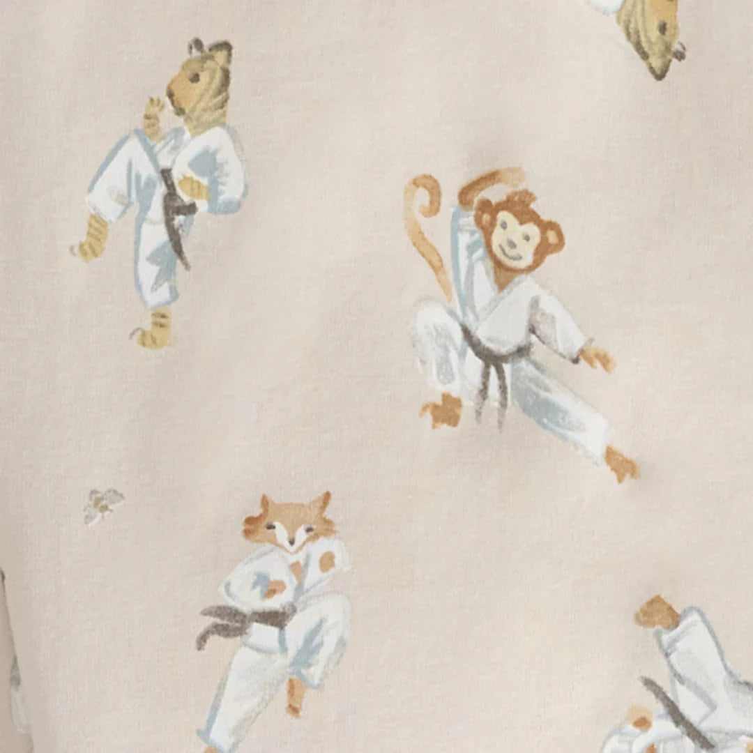 Burt's Bees Organic Baby One-Piece Sleeper Karate Creatures Beige