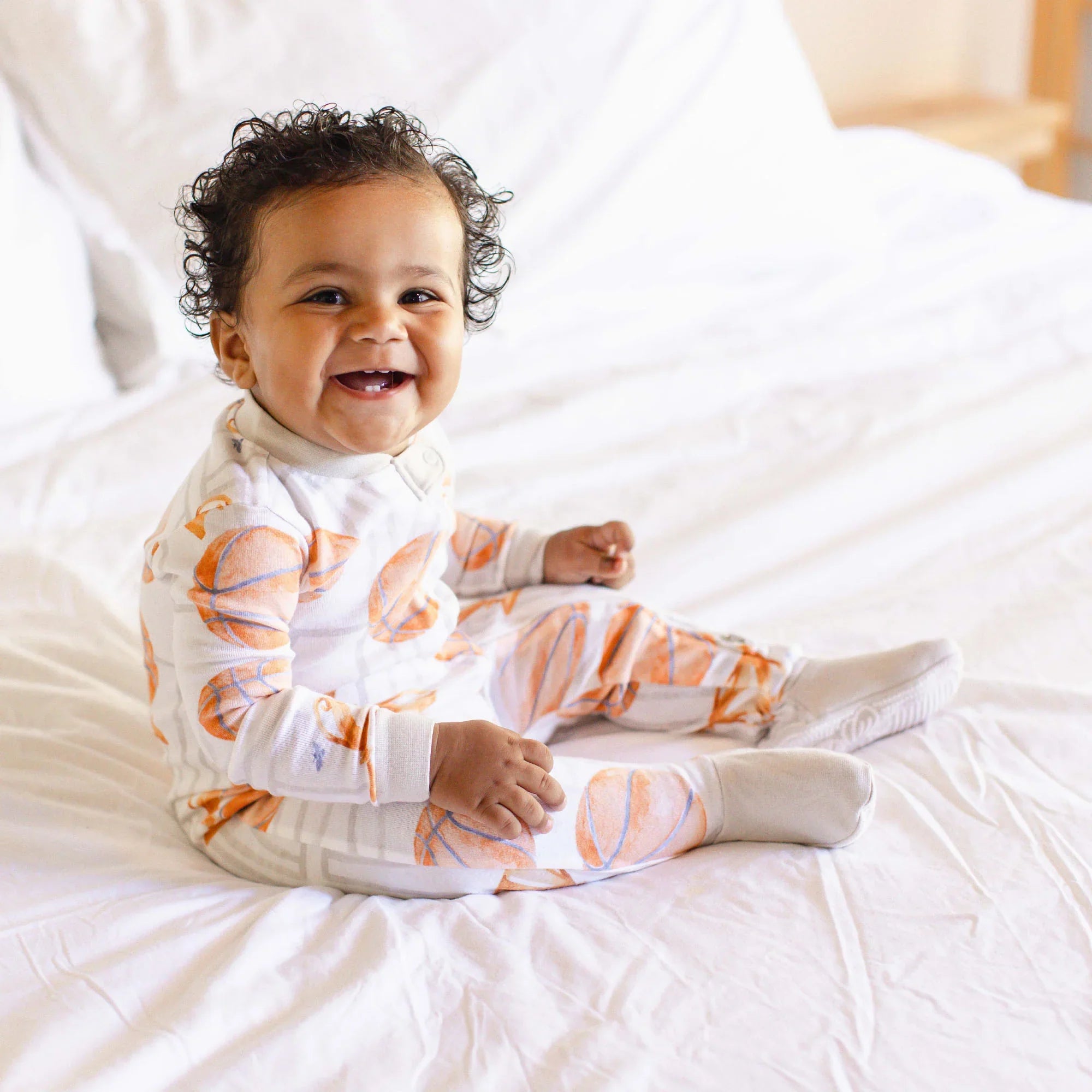 Burt's Bees Organic Baby One-Piece Sleeper Basketball Court