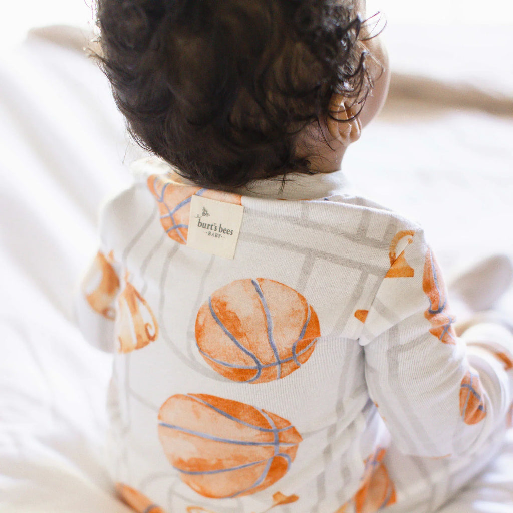 Burt's Bees Organic Baby One-Piece Sleeper Basketball Court