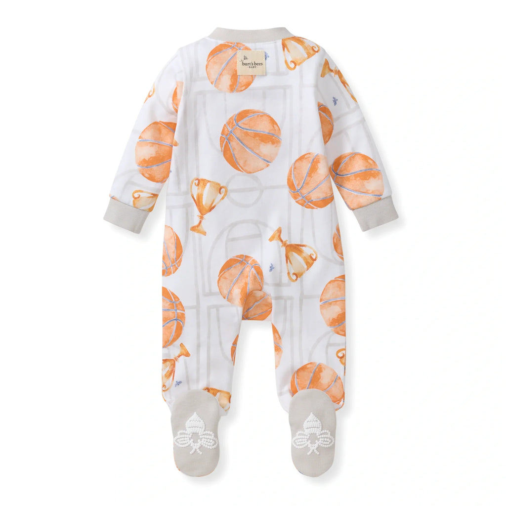 Burt's Bees Organic Baby One-Piece Sleeper Basketball Court