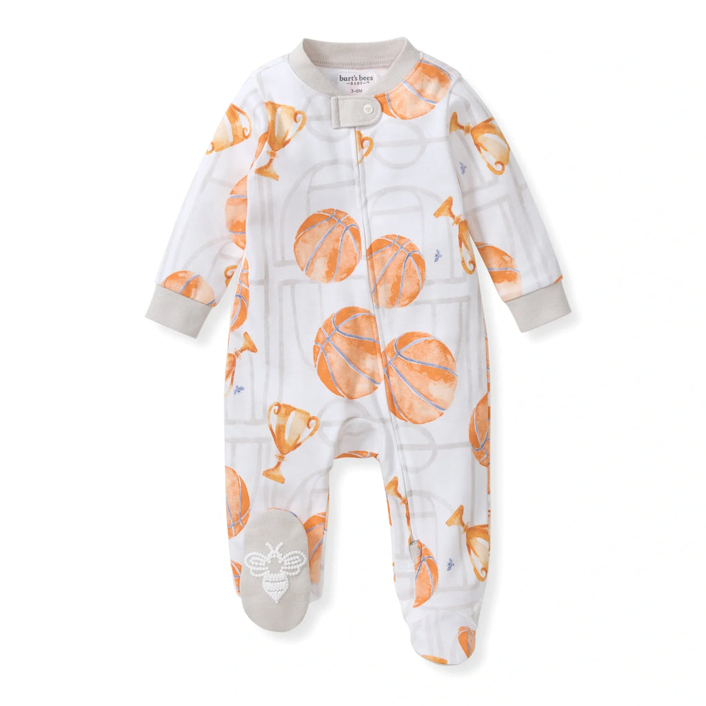 Burt's Bees Organic Baby One-Piece Sleeper Basketball Court