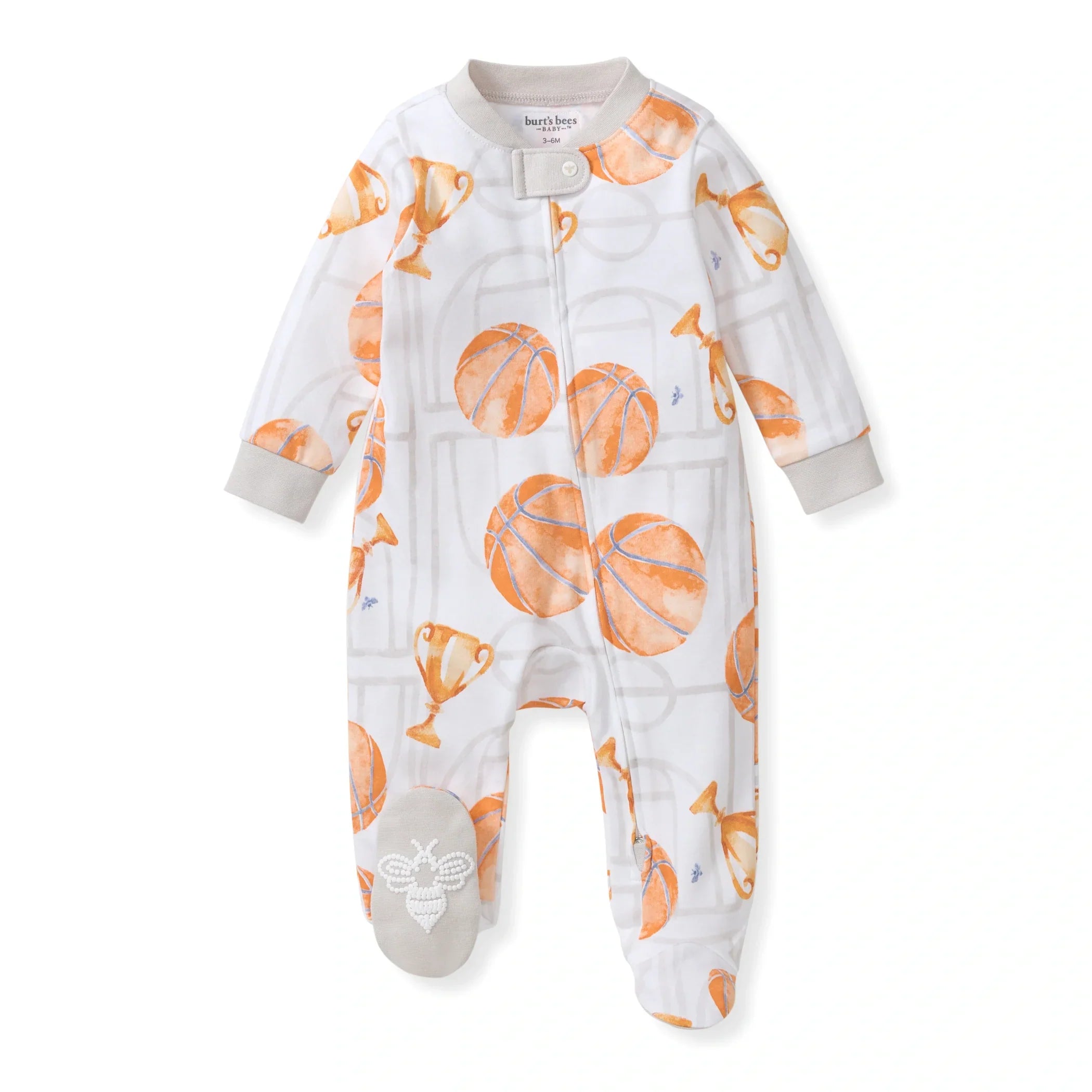 Burt's Bees Organic Baby One-Piece Sleeper Basketball Court