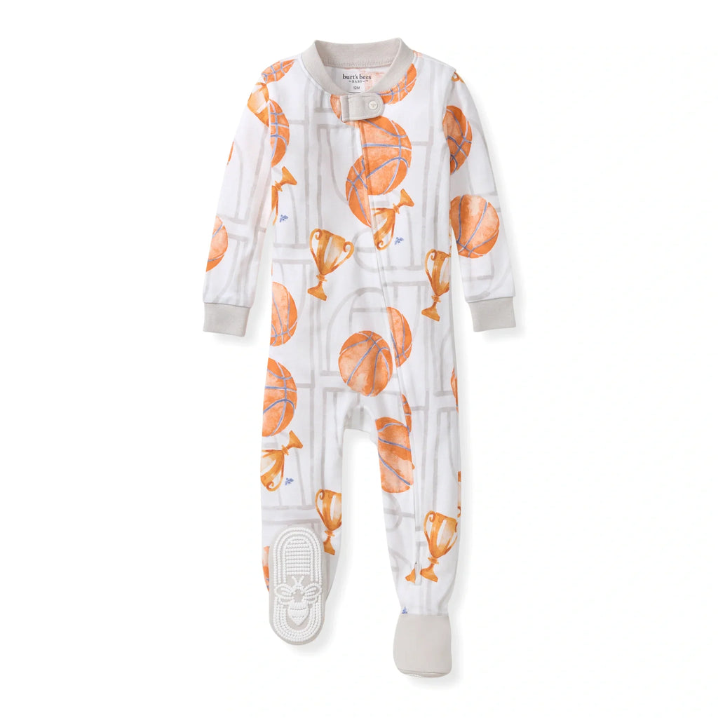 Burt's Bees Organic Baby One-Piece Sleeper Basketball Court