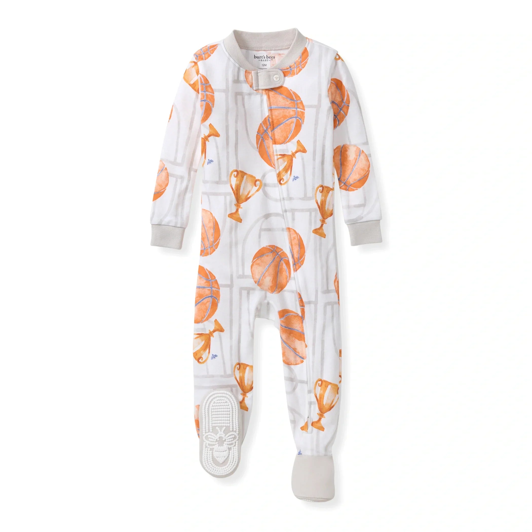 Burt's Bees Organic Baby One-Piece Sleeper Basketball Court