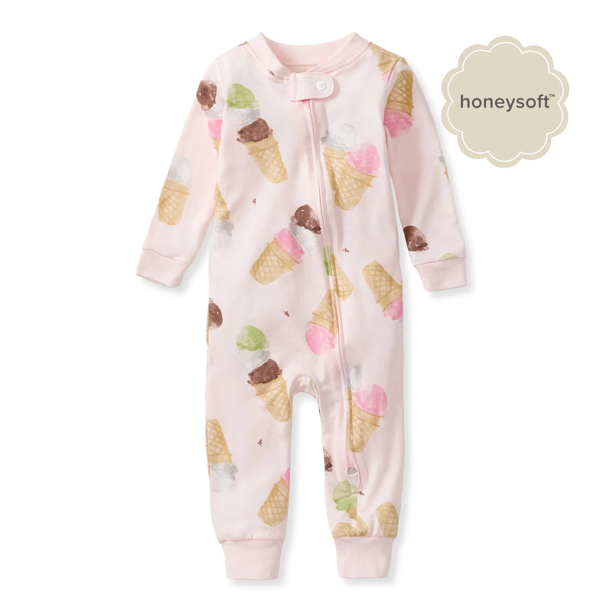 Burt's Bees Organic Baby One-Piece Sleeper Ice Cream Cone