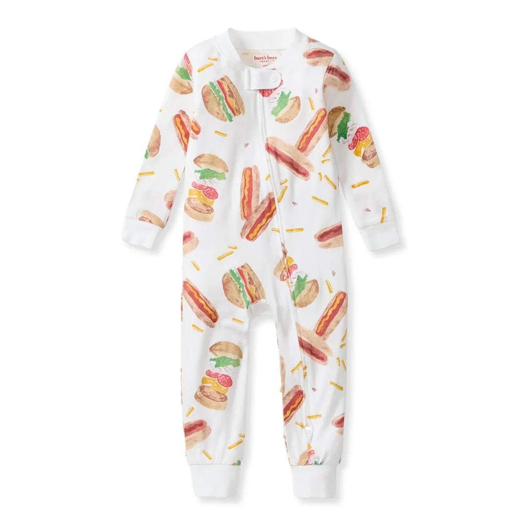 Burt's Bees Organic Baby One-Piece Sleeper Hot Dogs & Hamburgers