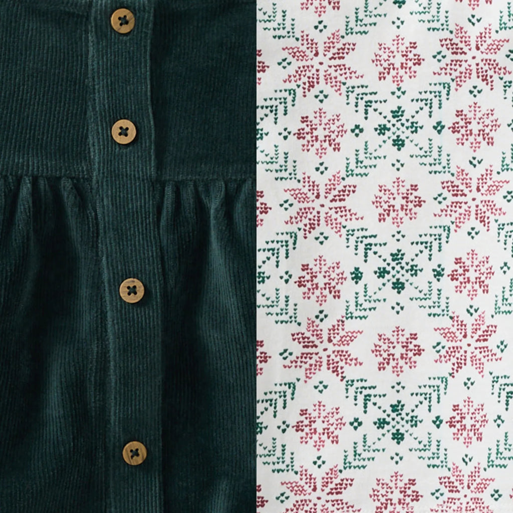 Burt's Bees Organic Baby & Toddler Tee and Dress Set Poinsettia Fair Isle