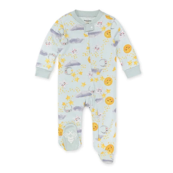 Burt's Bees Organic Baby One-Piece Sleep & Play Moon Dreams (Blue)